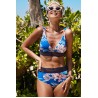 Blue Floral Print High Waist Bikini
