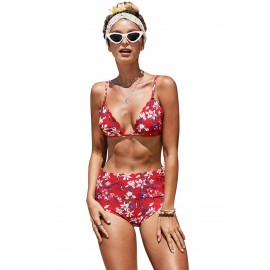 Scalloped Trim Printed Sling Two-piece Swimsuit