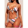 Candy Color Striped Push up Brazilian Bikini