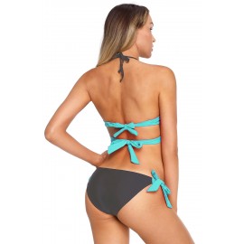 Mint Wrap Front Halter Bikini Tie Side Bottom Swimsuit
