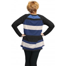 Black Multi Colorblock Raglan Sleeve Plus Size Women Top