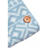 Light Blue Knitted Print Newborn Baby Blanket with Buttons