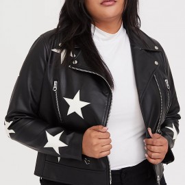Lovely Casual Star Zipper Design Black Coat