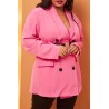 Lovely Casual Buttons Design Rose Red Plus Size Blazer