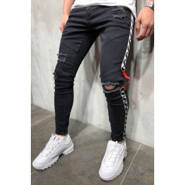 Lovely Casual Patchwork Black Jeans