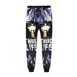 Lovely Casual Portrait Printed Blue Pants