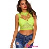 Yellow Lace Strappy Bustier Crop Top