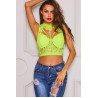 Yellow Lace Strappy Bustier Crop Top