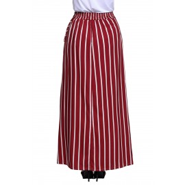 Burgundy Striped Maxi Skirt
