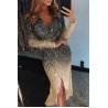 Black Ombre Sequin Wrapped Ruched Irregular Dress