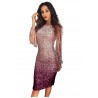 Apricot Ombre Sequin Tassel Sleeve Bodycon Evening Dress