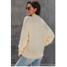 Beige Oversized Chunky Batwing Long Sleeve Turtleneck Sweater