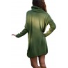 Army Green Ribbed Cowl Neck Lightweight Sweater Dress