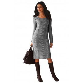 Gray Women’s Hand Knitted Sweater Dress